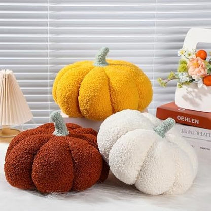 Simulated Pumpkin Plush Pillow 11 X 9.5 Inch 3D Cushion Shaped Pillow Cozy Fall Decorations Toy Pillows For Thanksgiving Christmas Bedroom Sofa Couch Supplies