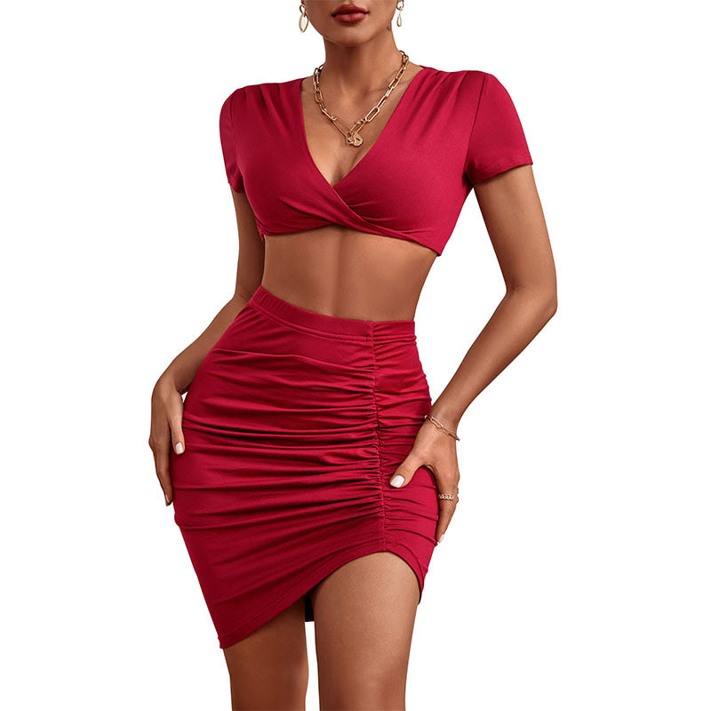 Sexy Women Clothing Red Body-hugging Suit Skirt