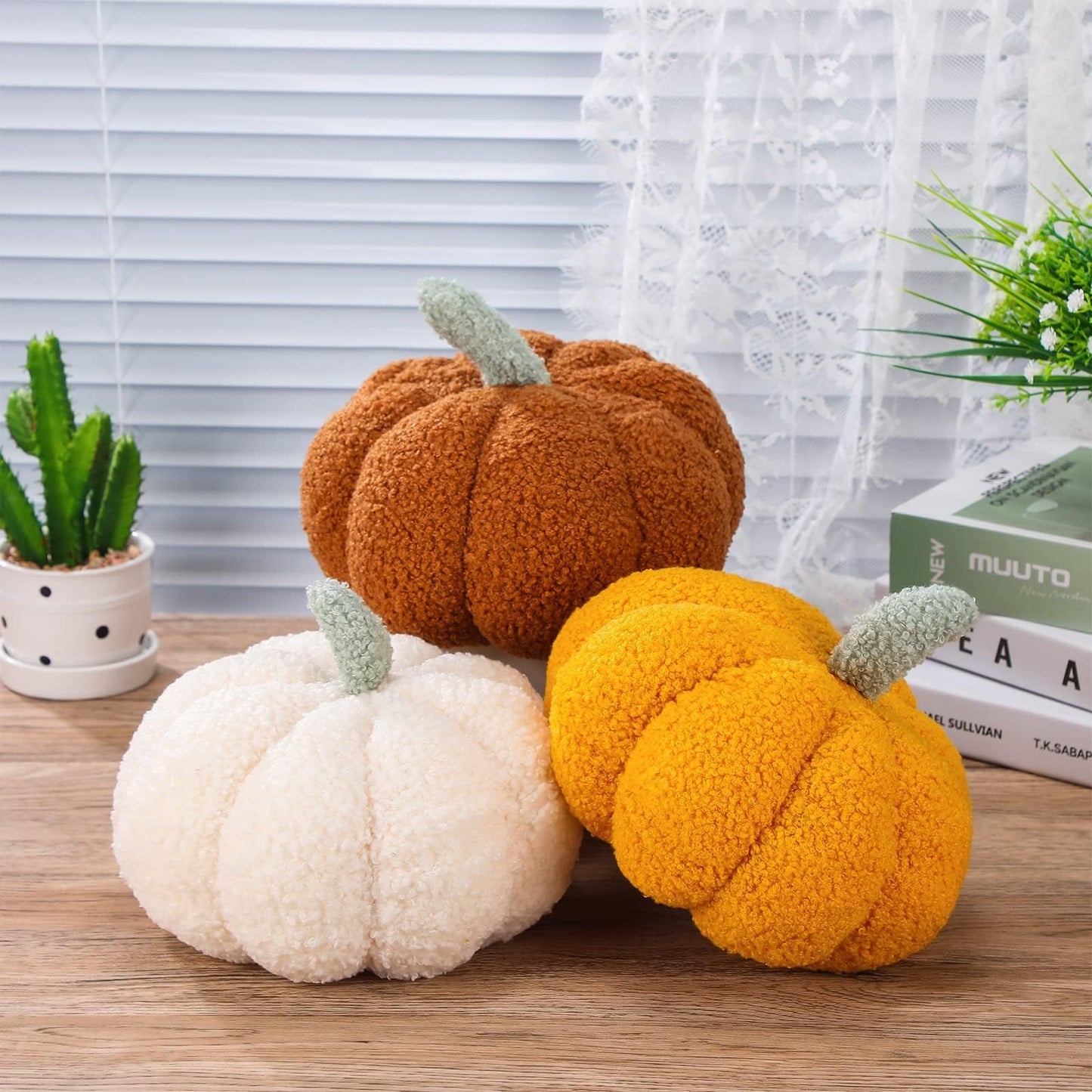 Simulated Pumpkin Plush Pillow 11 X 9.5 Inch 3D Cushion Shaped Pillow Cozy Fall Decorations Toy Pillows For Thanksgiving Christmas Bedroom Sofa Couch Supplies