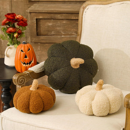 Simulated Pumpkin Plush Pillow 11 X 9.5 Inch 3D Cushion Shaped Pillow Cozy Fall Decorations Toy Pillows For Thanksgiving Christmas Bedroom Sofa Couch Supplies