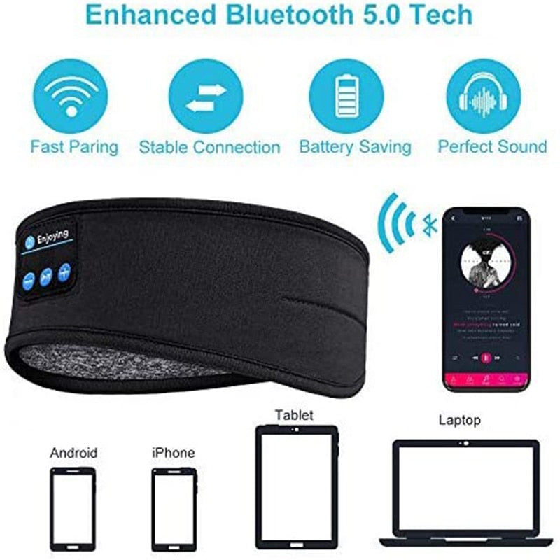 Wireless Bluetooth Sleeping Headphones Headband & Comfortable Eye Mask.