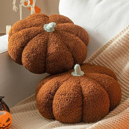 Simulated Pumpkin Plush Pillow 11 X 9.5 Inch 3D Cushion Shaped Pillow Cozy Fall Decorations Toy Pillows For Thanksgiving Christmas Bedroom Sofa Couch Supplies